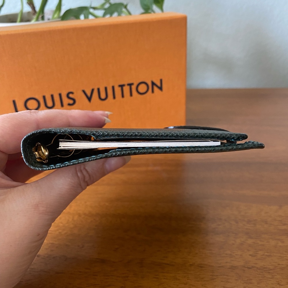 Louis Vuitton Green Taiga Leather Agenda PM Passport Wallet w/  Stickers & Paper - Picture 12 of 16